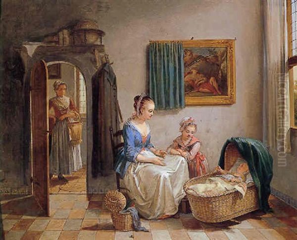 A Family In An Interior by Willem Joseph Laquy