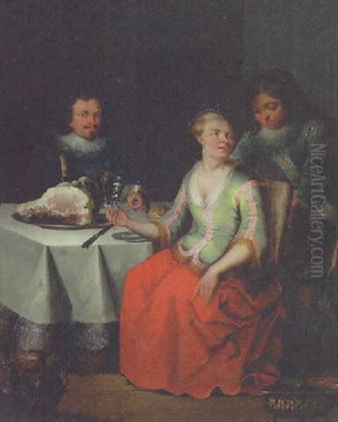 A Family At  Table Oil Painting by Willem Joseph Laquy