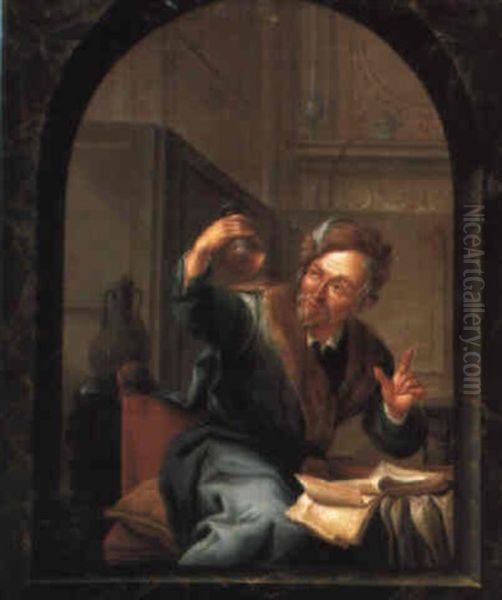 A Doctor Casting The Waters At A Casement Oil Painting by Willem Joseph Laquy