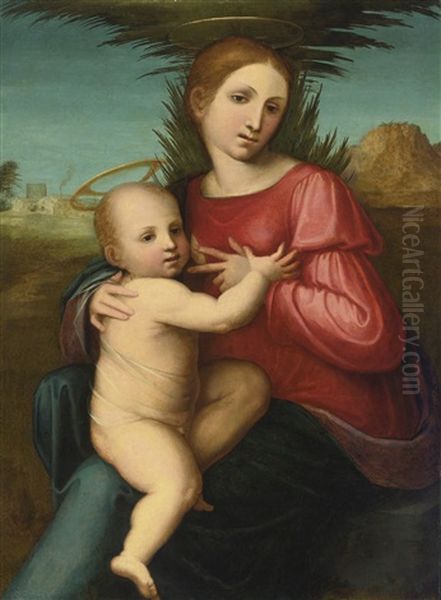 Madonna And Child Oil Painting by Giovanni Di Lorenzo Larciani