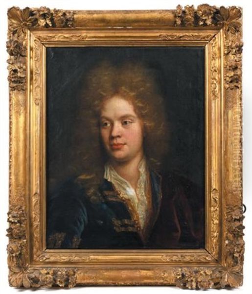 Portrait De Jeune Homme A La Veste Bleue Oil Painting by Nicolas de Largilliere