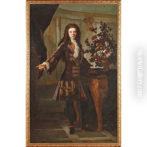 Portrait Of A Gentleman, Thought To Be Jacques I, Prince Of Monaco Oil Painting by Nicolas de Largilliere