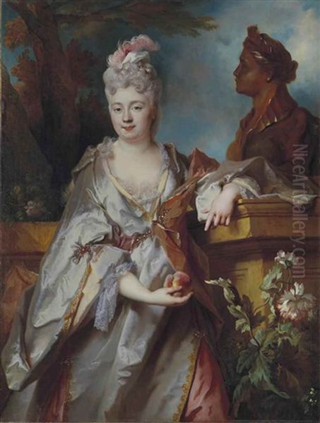 Portrait De Jeanne-cecile Titon De Cogny, Nee Le Guay De Montgermon Oil Painting by Nicolas de Largilliere