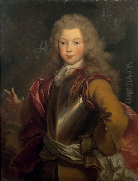 Portrait D'un Enfant En Costume Militaire Oil Painting by Nicolas de Largilliere