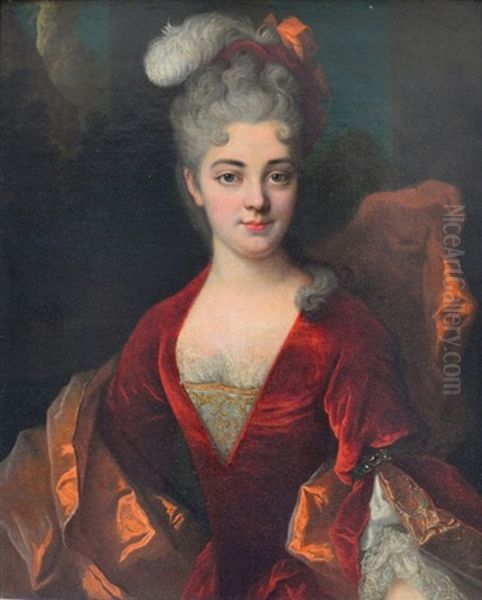 Portrait De Jeune Femme En Buste Oil Painting by Nicolas de Largilliere