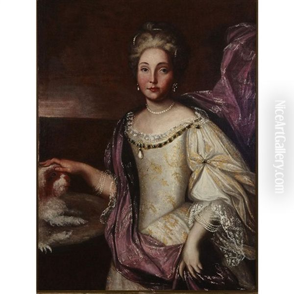 A Lady Of Quality Oil Painting by Nicolas de Largilliere