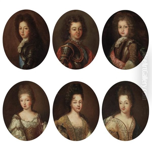 Portraits Of Members Of The Court Of Louis Xiv Oil Painting by Nicolas de Largilliere