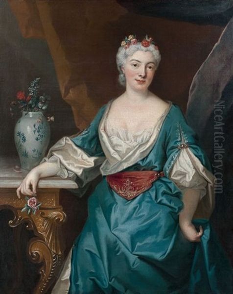 Portrait D'une Dame De Qualite Oil Painting by Nicolas de Largilliere