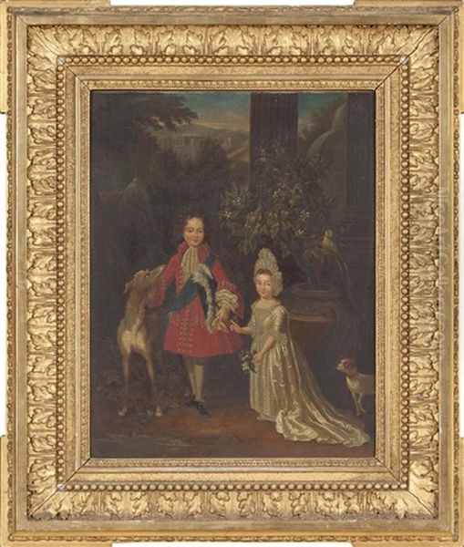 James Francis Edward Stuart & Princess Louise Marie Theresa Stuart As Children Oil Painting by Nicolas de Largilliere