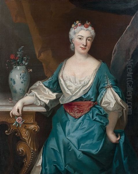 Portrait D'une Dame De Qualite Oil Painting by Nicolas de Largilliere