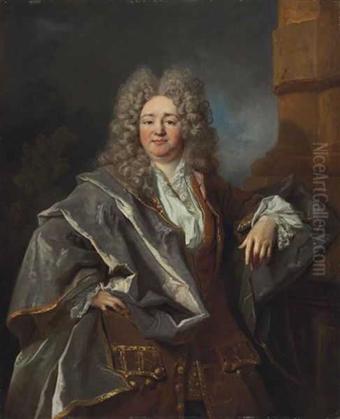 Portrait Of A Gentleman, Three-quarter Length Oil Painting by Nicolas de Largilliere