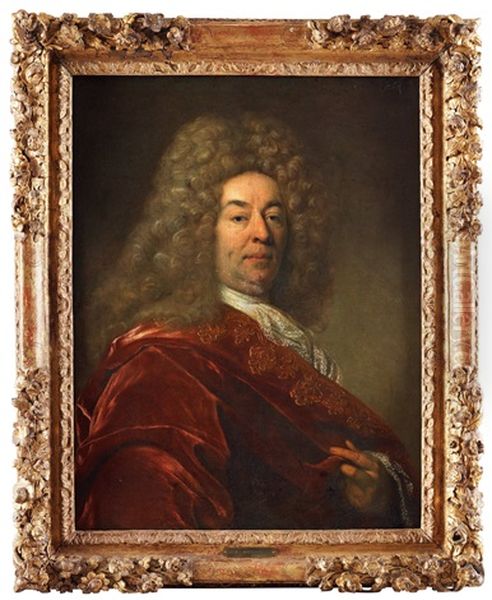 Man I Allongeperuk Och Rod Mantel Oil Painting by Nicolas de Largilliere