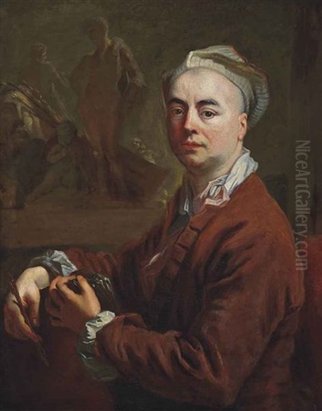 Self-portrait Of The Artist Oil Painting by Nicolas de Largilliere