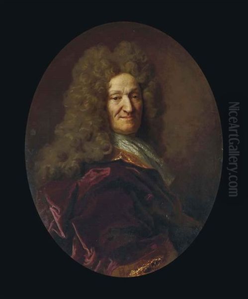 Portrait De Jean De La Fontaine, Age De 73 Ans Oil Painting by Nicolas de Largilliere