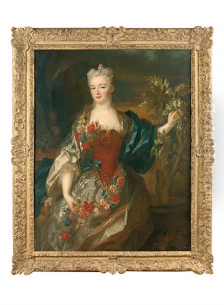 Portrait De Femme En Flore Oil Painting by Nicolas de Largilliere