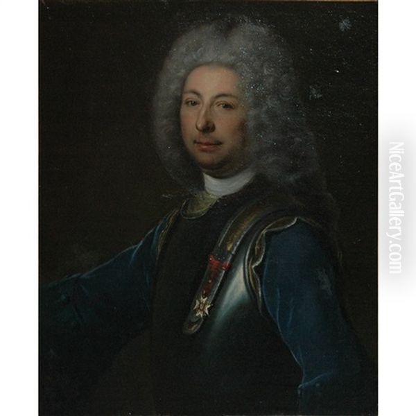 Portrait Of A Nobleman In Armor Oil Painting by Nicolas de Largilliere