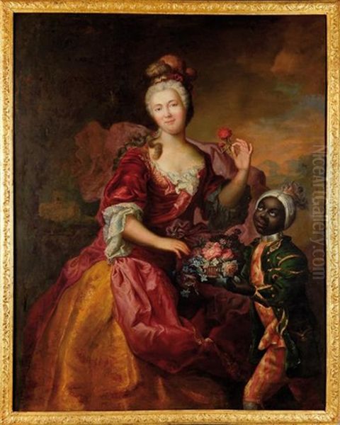 Portrait De La Marquise De Rully Et De Son Page Oil Painting by Nicolas de Largilliere