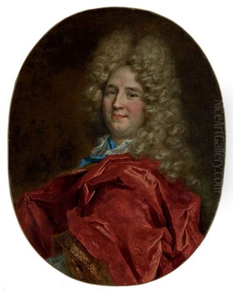 Portrait D'homme Au Manteau Rouge Oil Painting by Nicolas de Largilliere