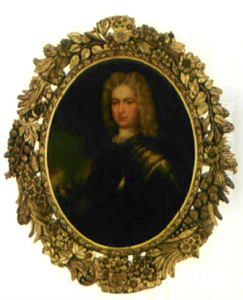 Prins Rupert Av Pfalz, Kladd Som Faltherre Med Batajscen I Bakrunden Oil Painting by Nicolas de Largilliere