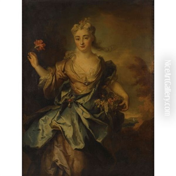 Portrait De Jeune Femme De Trois-quarts Oil Painting by Nicolas de Largilliere