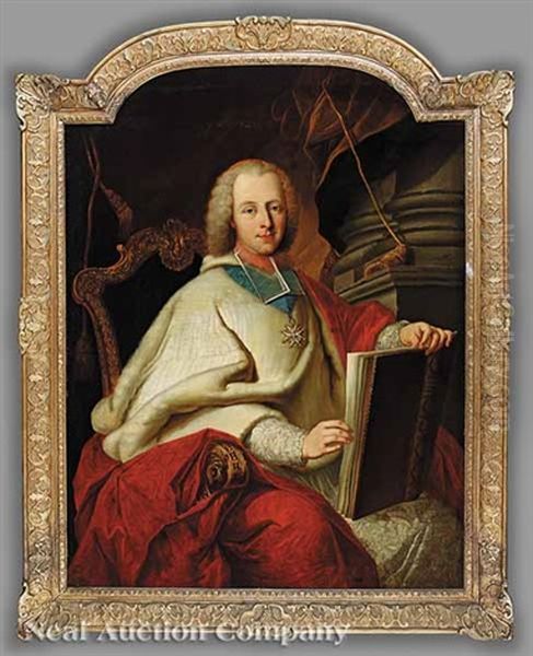 Portrait Of Armand-gaston-maximilien, Cardinal De Rohan-soubise Oil Painting by Nicolas de Largilliere