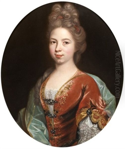 Portrait De Jeune Femme Oil Painting by Nicolas de Largilliere