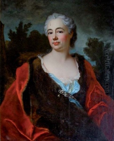 Portrait D'une Dame De Qualite Oil Painting by Nicolas de Largilliere