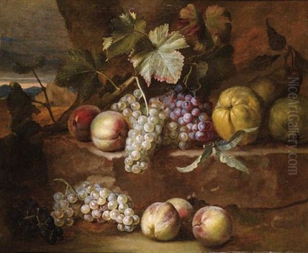 Nature Morte Aux Raisins, Coings Et Peches Oil Painting by Nicolas de Largilliere