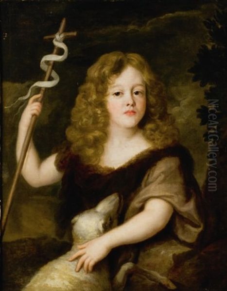 Portrait D'enfant En Saint Jean- Baptiste Oil Painting by Nicolas de Largilliere