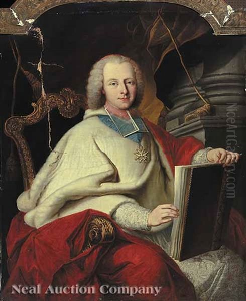 Portrait Of Armand-gaston-maximilien, Cardinal De Rohan-soubise Oil Painting by Nicolas de Largilliere