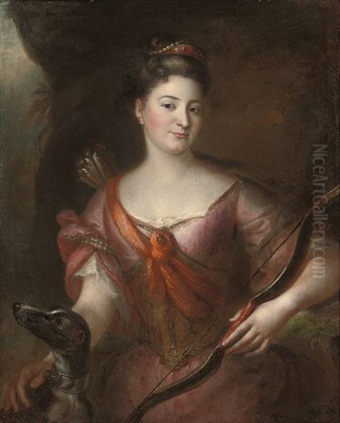 Portrait Of A Lady (marquise De Goulaine?) Oil Painting by Nicolas de Largilliere