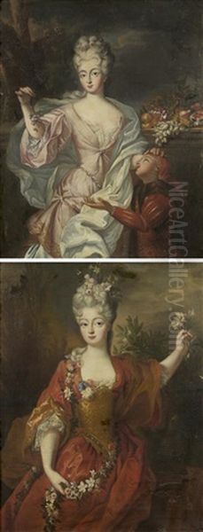 Portrait Presume De Mademoiselle De Blois (+ Portrait De Jeune Femme Avec Une Grappe De Raisin; Pair) Oil Painting by Nicolas de Largilliere