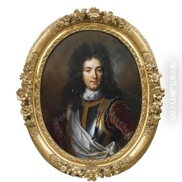 Portrait Of A Nobleman Wearing Armour Oil Painting by Nicolas de Largilliere