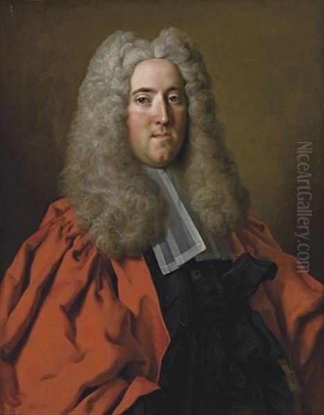 Portrait D'augustin Le Pileur, Seigneur De Brevannes, Conseiller Au Parlement De Paris Oil Painting by Nicolas de Largilliere