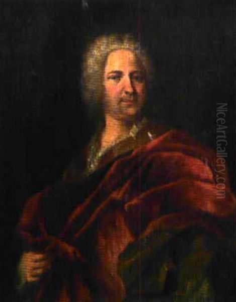 Portrait D'homme A L'etole Rouge Oil Painting by Nicolas de Largilliere