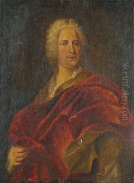 Portrait D'homme A L'etole Rouge Oil Painting by Nicolas de Largilliere