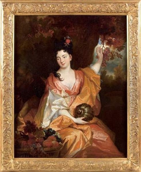 Portrait De Femme En Pomone Oil Painting by Nicolas de Largilliere