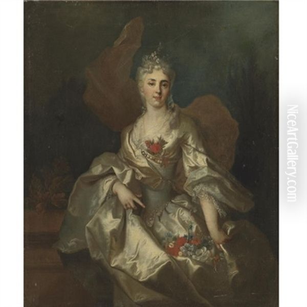 Portrait Of A Lady, Said To Be Marie-elisabeth Le Fevre De Caumartin Oil Painting by Nicolas de Largilliere