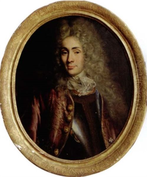 Portrait D'homme A La Veste Decore De L'ordre De Malte Oil Painting by Nicolas de Largilliere