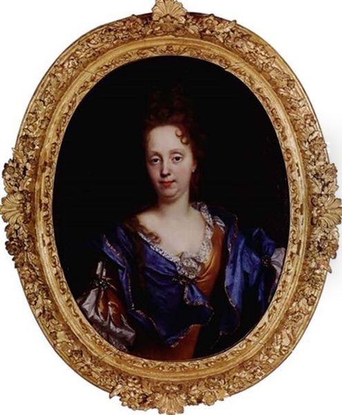 Portrait De Femme En Robe Bleue Oil Painting by Nicolas de Largilliere