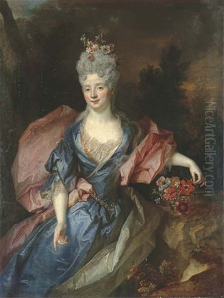 Portrait D'une Dame En Flore Oil Painting by Nicolas de Largilliere