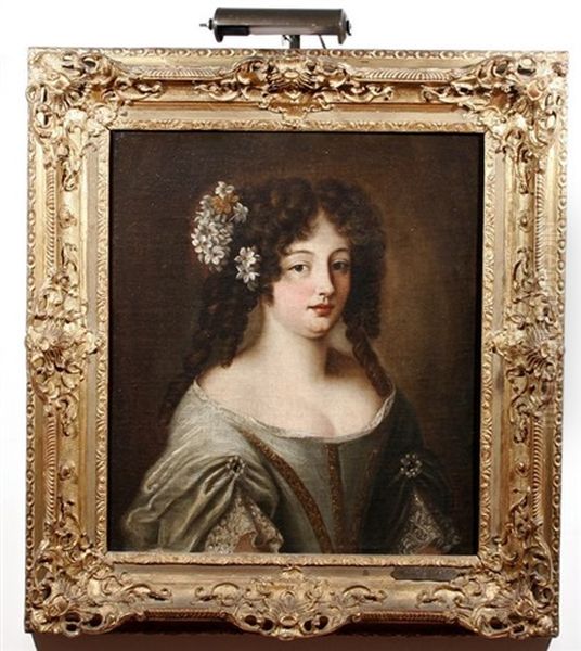 Portrait Of A Lady With Flowers In Her Hair Oil Painting by Nicolas de Largilliere