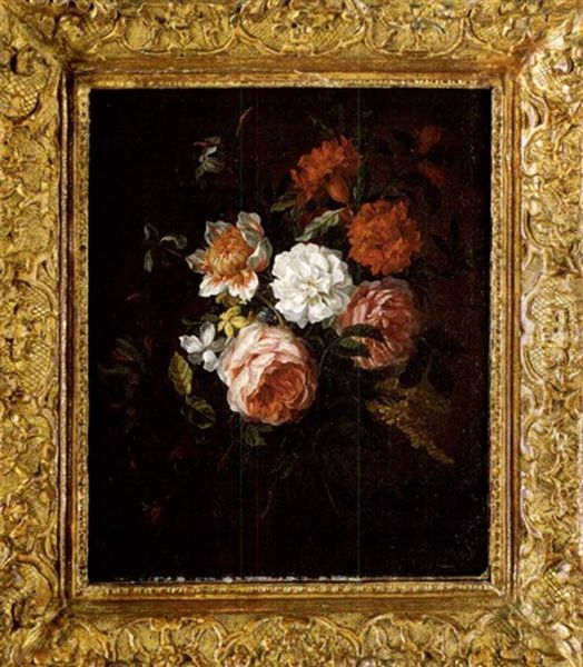 Ein Bouquet Von Rosen, Nelken Und Anderen Blumen Oil Painting by Nicolas de Largilliere