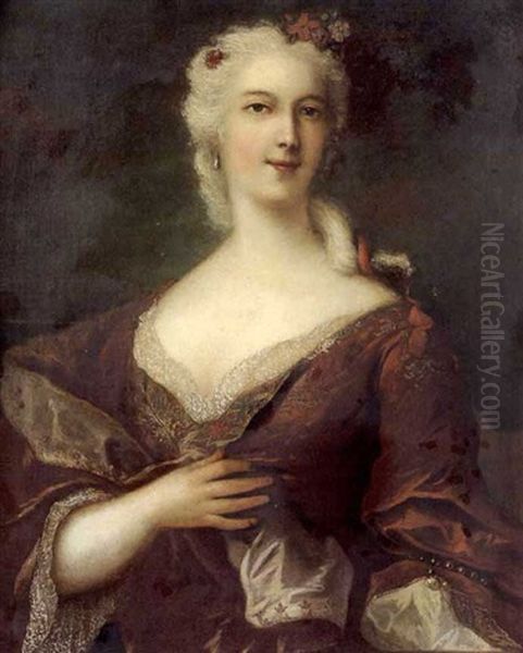 Portrait De Jeune Femme Oil Painting by Nicolas de Largilliere