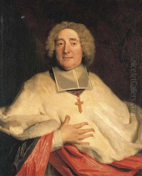 Portrait Of A Bishop, Bust-length, In Winter Vestments Oil Painting by Nicolas de Largilliere