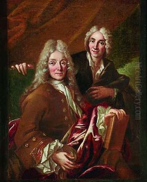 Doppelportat Eines Gelehrten (voltaire?) Und Seines Freundes Oil Painting by Nicolas de Largilliere