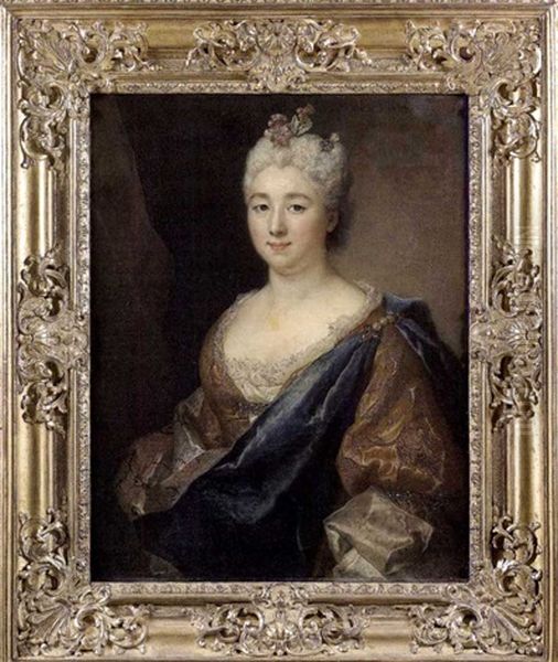 Portrait De La Marquise De Montebello (?) Oil Painting by Nicolas de Largilliere