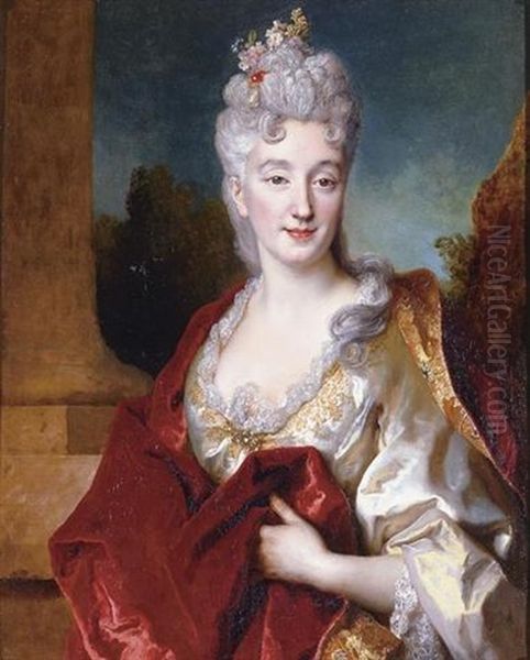 Portrait Of A Lady (comtesse De Courcelles?) Oil Painting by Nicolas de Largilliere