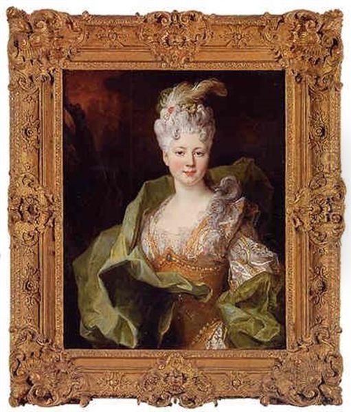 Portrait Of Mlle. Jeanne De Gagne Perrigny Oil Painting by Nicolas de Largilliere