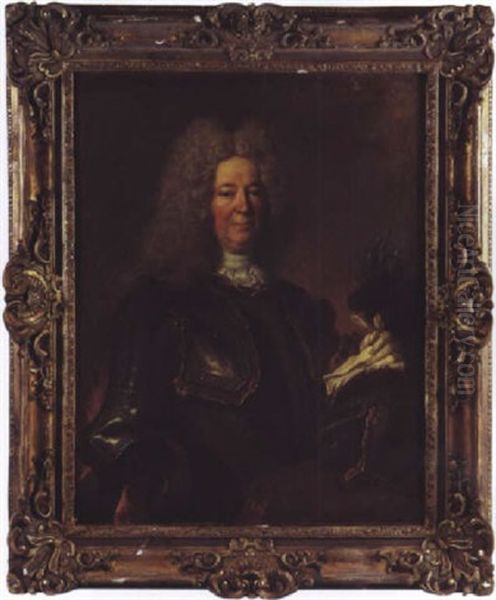 Portrait D'un Gentilhomme En Armure Oil Painting by Nicolas de Largilliere